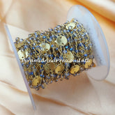 Natural Mystic Blue Pyrite Rosary Chain, 3-3.5mm Faceted Rondelle Pyrite Rosary Chain – SELLING BY FOOT